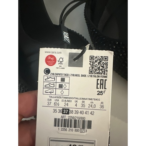 Zara Rhinestone Pumps Pointed Stiletto Heels Party Evening Shoes - Picture 9 of 9